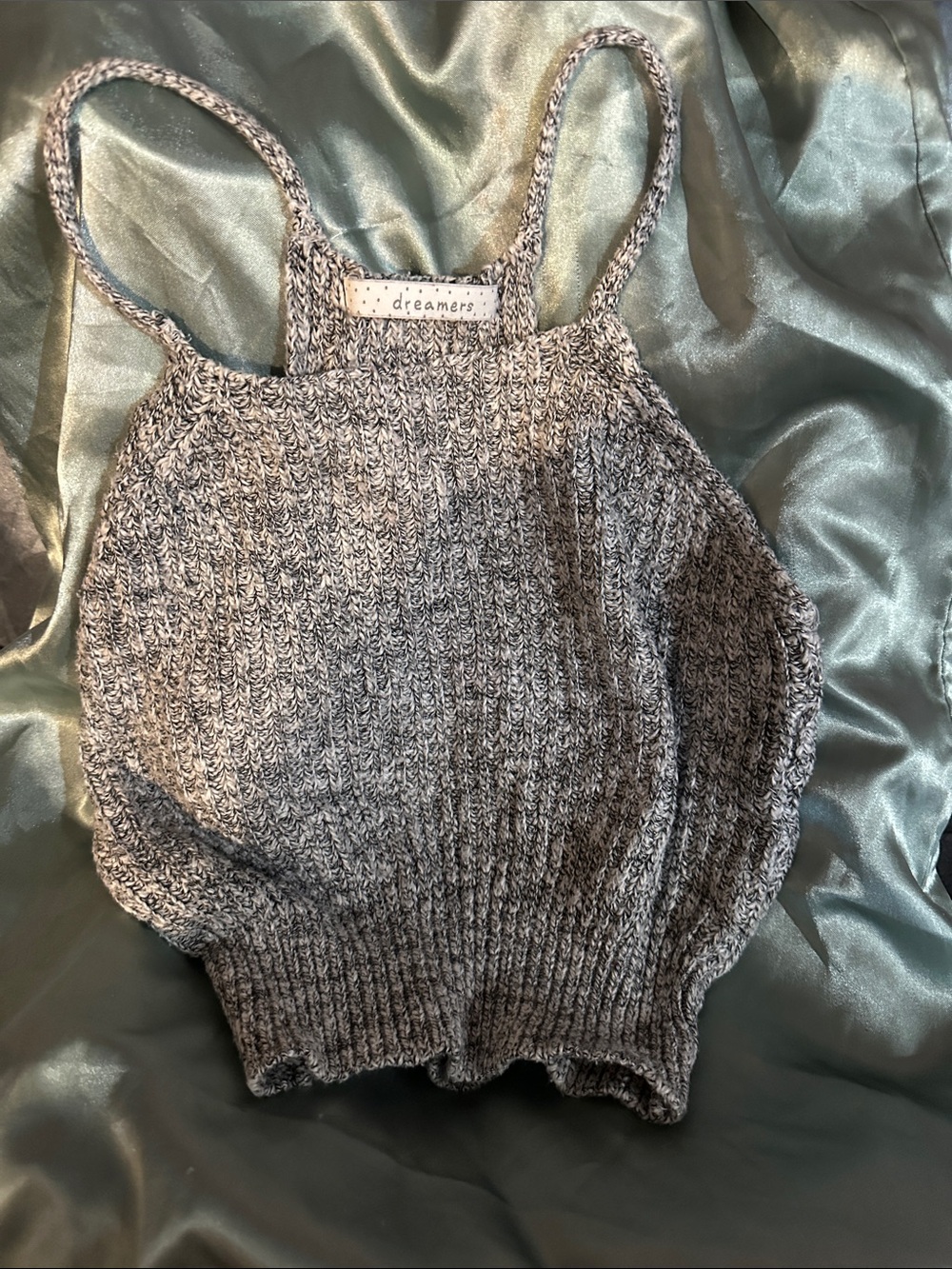 Dreamers Marled Gray Knit Cropped Camisole